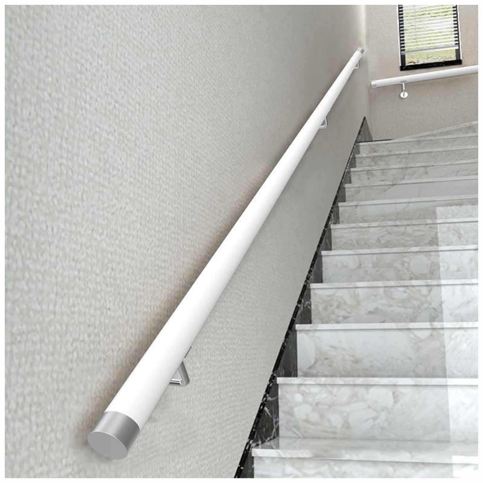 Blanca,100cm, Varilla de Soporte de barandillas de Escalera Redondas Antideslizantes, barandilla de Escalera para Ancianos con Soportes de Acero Inoxidable