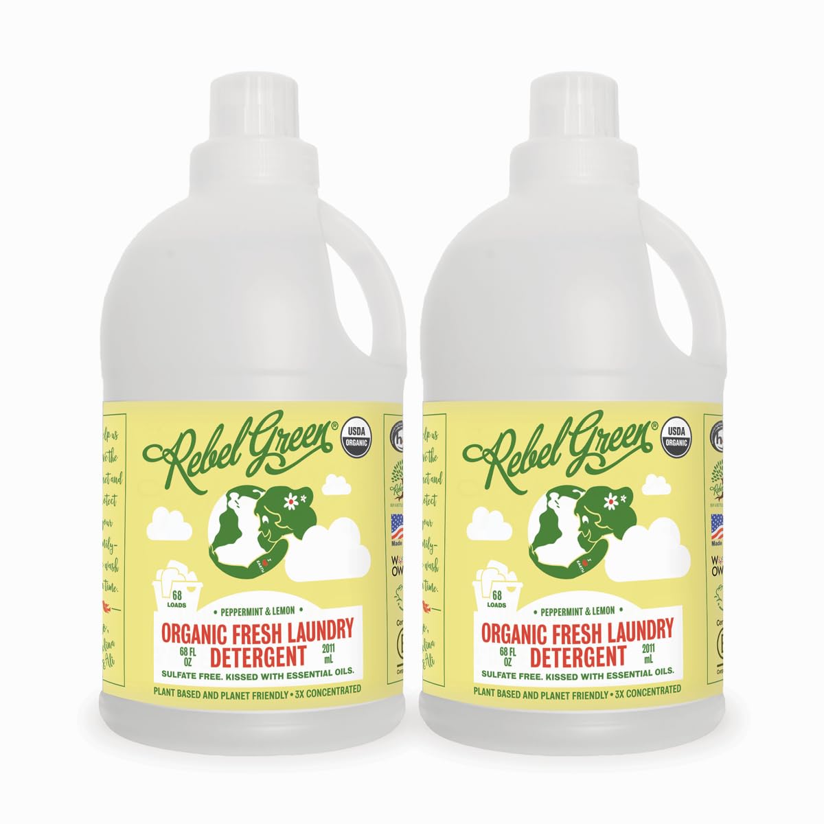 Rebel Green Organic Laundry Detergent - Natural Laundry Soap - Liquid Laundry Detergent with Dispenser Cup - Gentle
