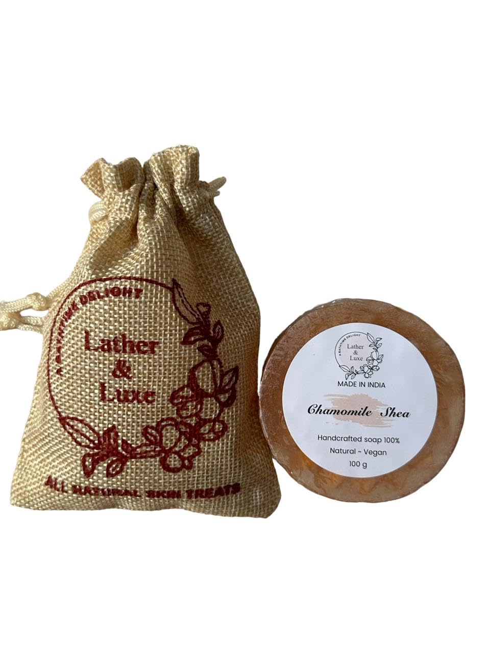 Lather & Luxe Chamomile Shea Handcrafted Soap Bar| Natural - Vegan| For All Skin Type - 100g