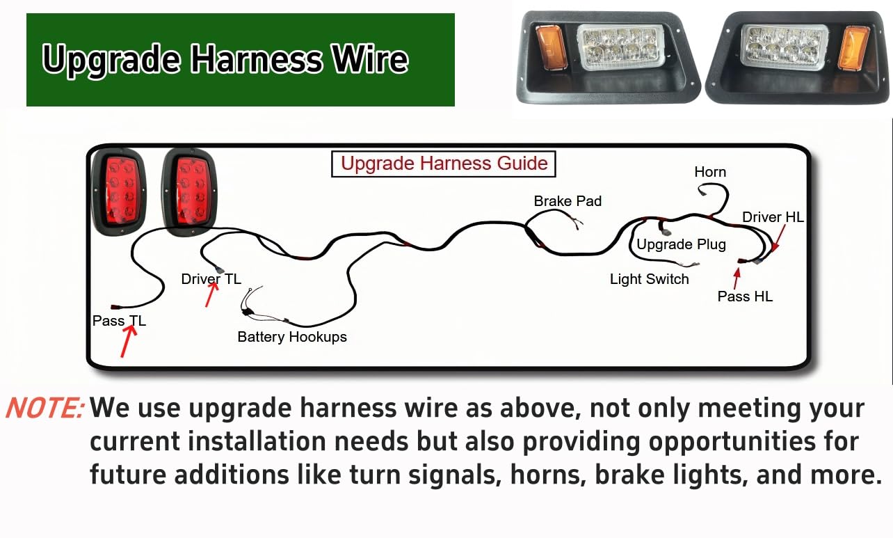 Golf Cart LED light compatible with Yamaha G14, G16, G19, G22 Golf Cart LED Headlight and Tail Light Kit