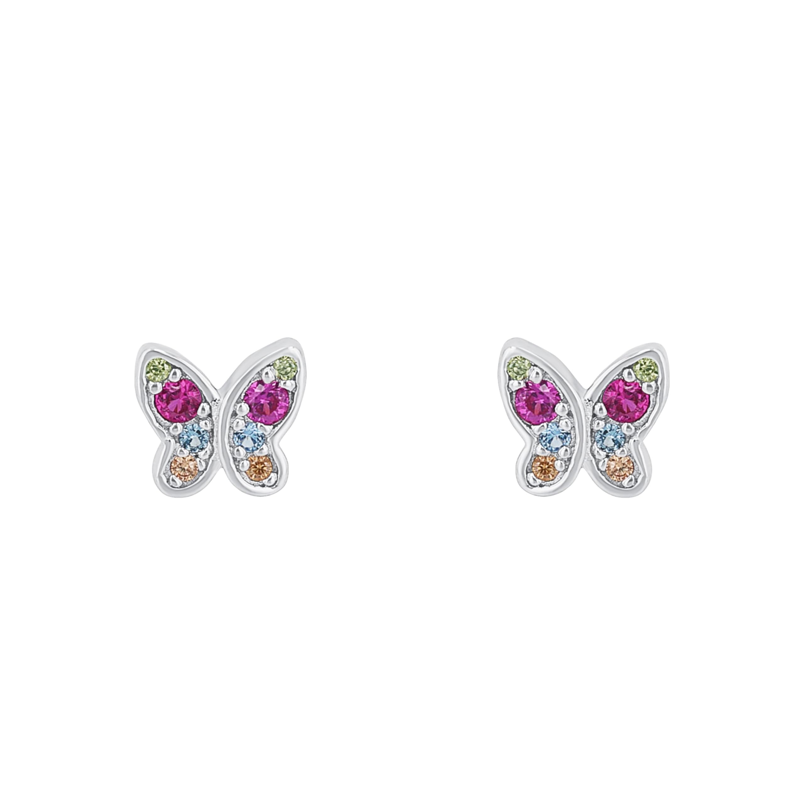 s.Oliver Armbanduhr Rosa mit passenden Schmetterlings-Ohrstecker für Mädchen aus 925 Sterling Silber, Kinderschmuck, Ohrschmuck