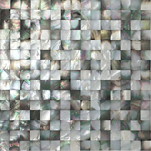 Vogue Tile Mother of Pearl Backsplash Wall Tile Serene Deep Sea Black 11.75
