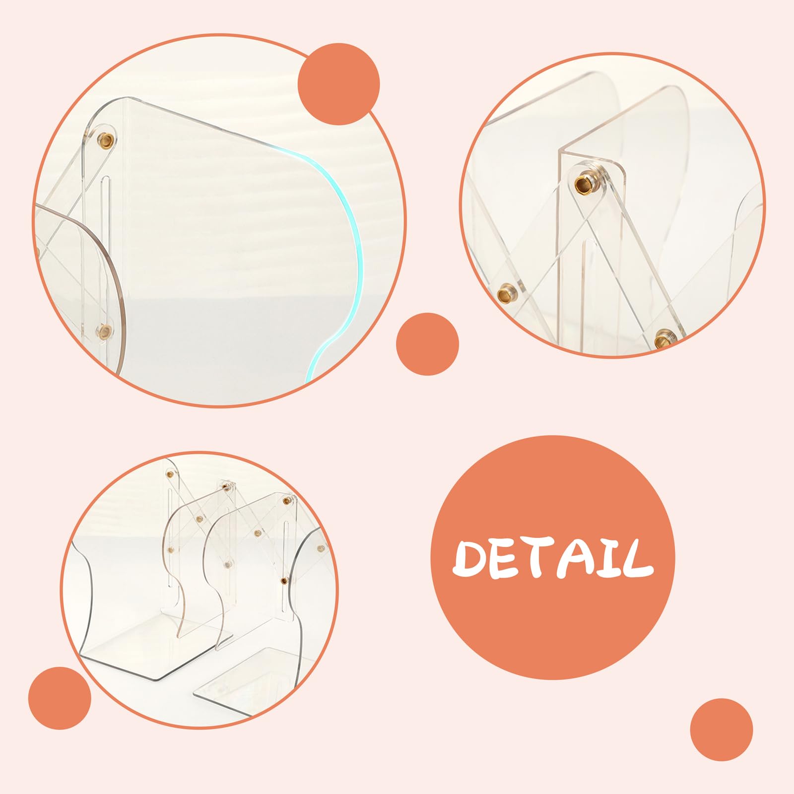 Sujetalibros ajustables, sujetalibros de plástico con 2 divisores, sujetalibros transparentes para estantes, soporte para libros pesados, organizador de libros expandibles para escritorio, oficina