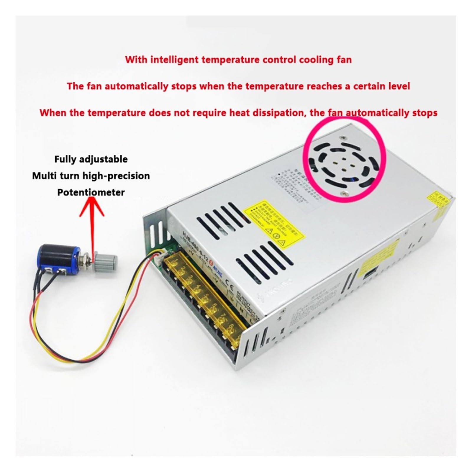 Alimentatore a commutazione Alimentatore switching regolabile AC-DC 5V 12V 24V 36V 48V Alimentatore LED Trasformatore Driver Adattatore 60V 80V 120V 160V 480W Alta precisione(Regular version,0-5V60A)