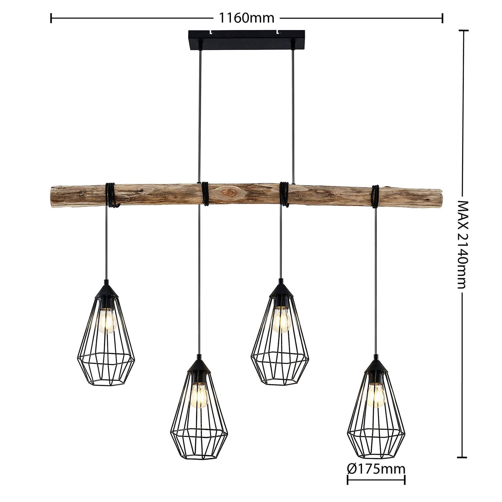 Lindby Lampada a sospensione dimmerabile (Country) colore Ocra, in Metallo ad es. Soggiorno & Sala da pranzo lampada soffitto plafoniera illuminazione
