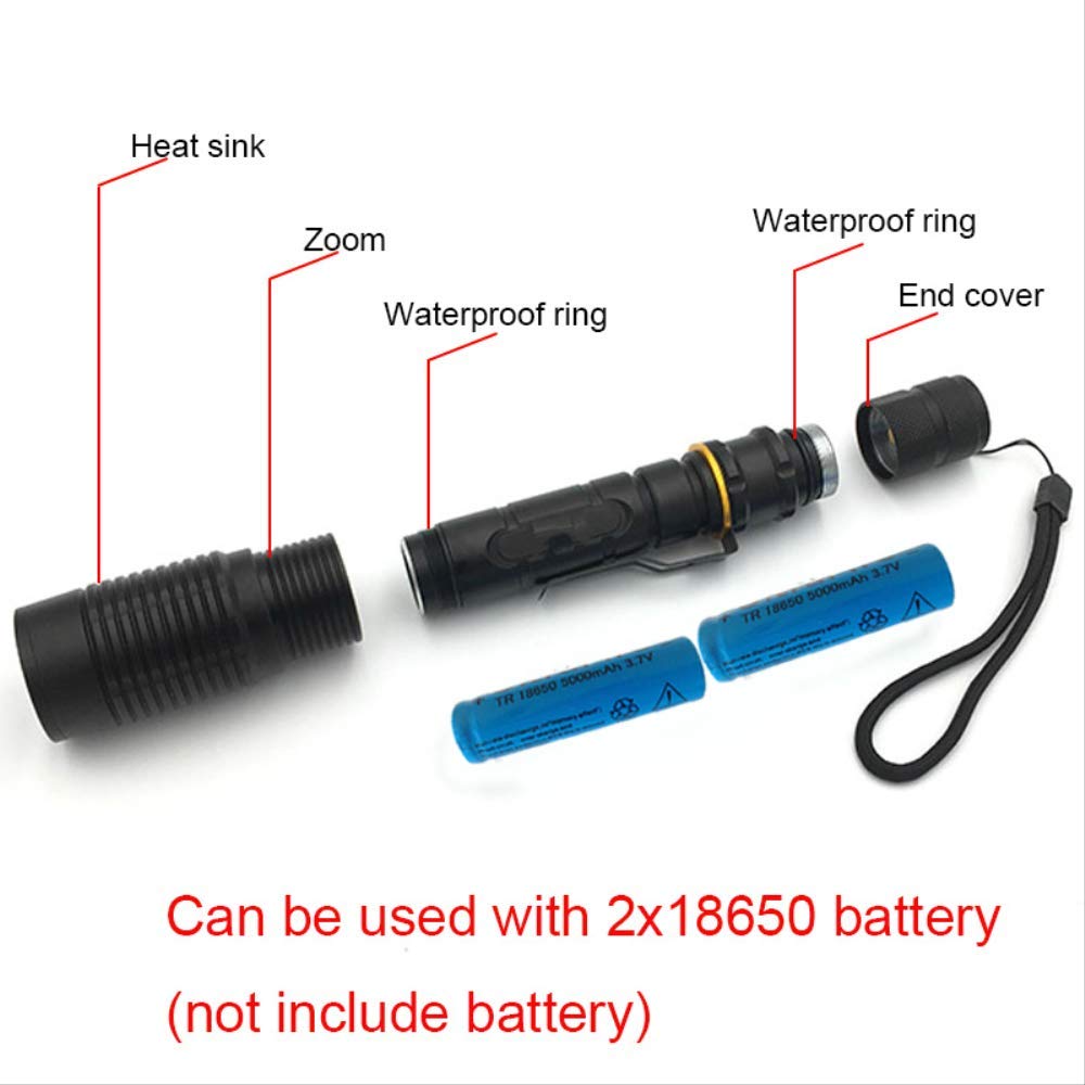 BAJIE Flashlight 8000Lm Led Flashlight Led V5 T6 5 Modos Zoomable Torch Flashlight 18650 Baterías Stock