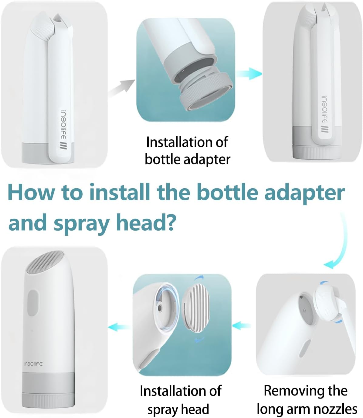 Insolife® Portable Bidet | High Pressure Travel Bidet 350ml | 2 Pressure Modes, IPX7 Waterproof, USB Rechargeable Personal Hygiene on Trip & Daily Use