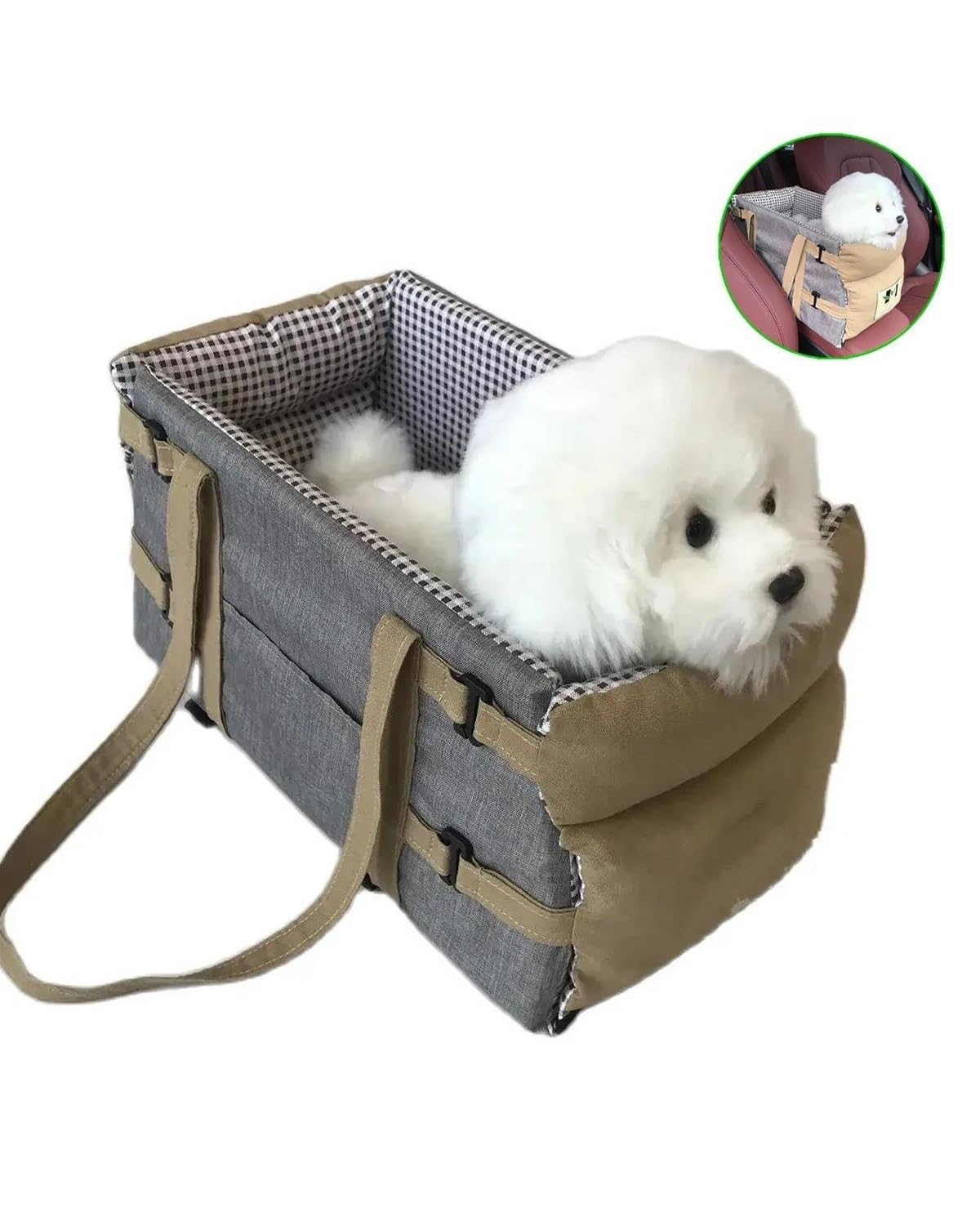 Hundesitze für Autos, Hunde-Autositz, Canvas, Katze, Hund, Transporttasche, tragbar, for das Auto, Sitz, Bett, zentrale Reisetasche for Hunde(Grey)