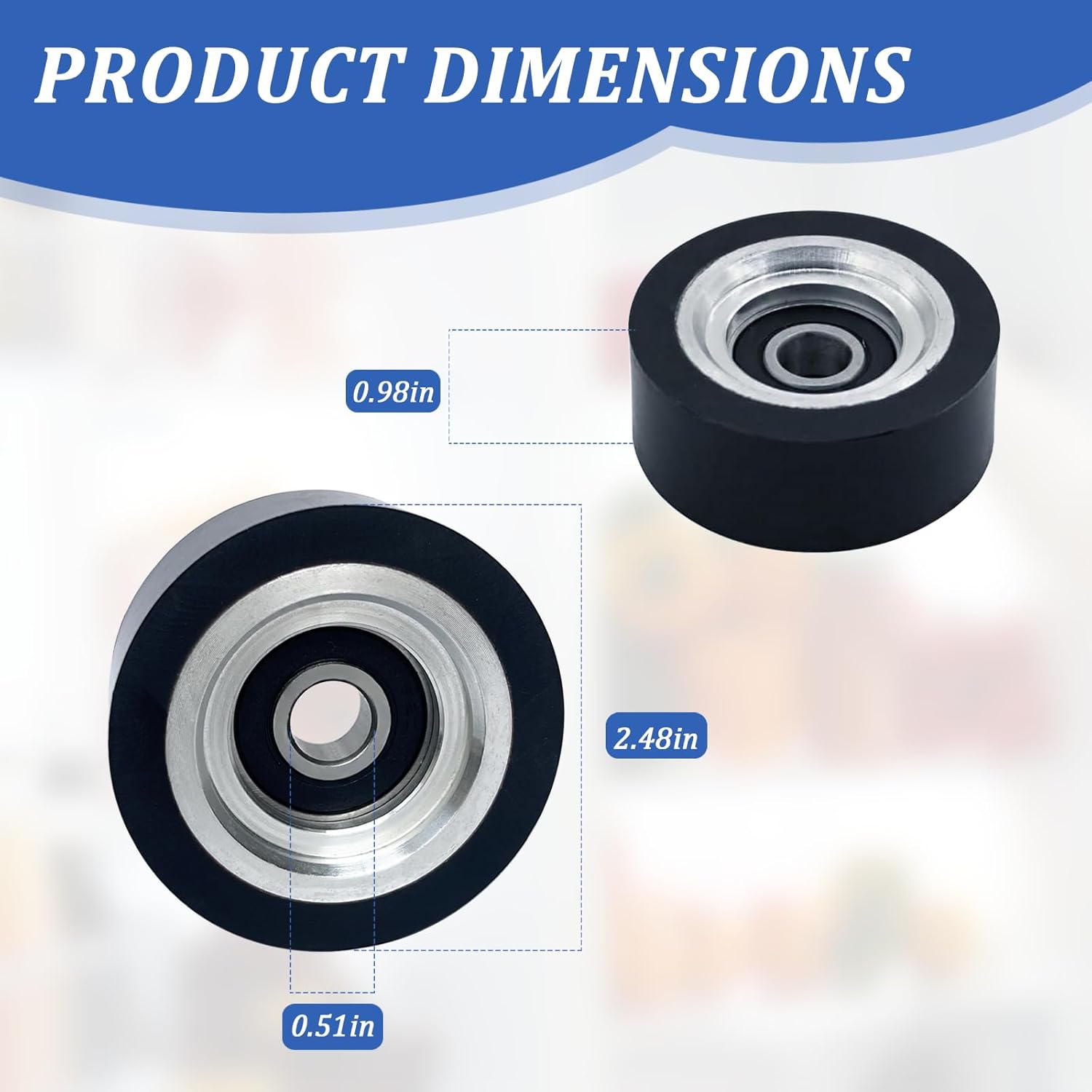 Dryer support roller bearing 70298701P roller 4-piece set for Alliance Huebsch roller bearing black replacement