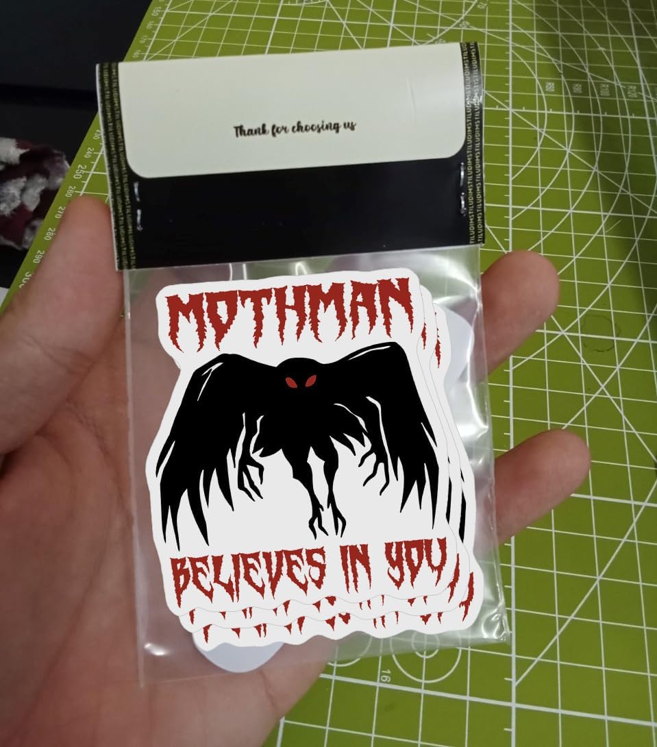 (Pack of 3) Mothman Believes in You Sticker, Cryptid Lover Waterproof Stickers, 3 Inches - Image 3