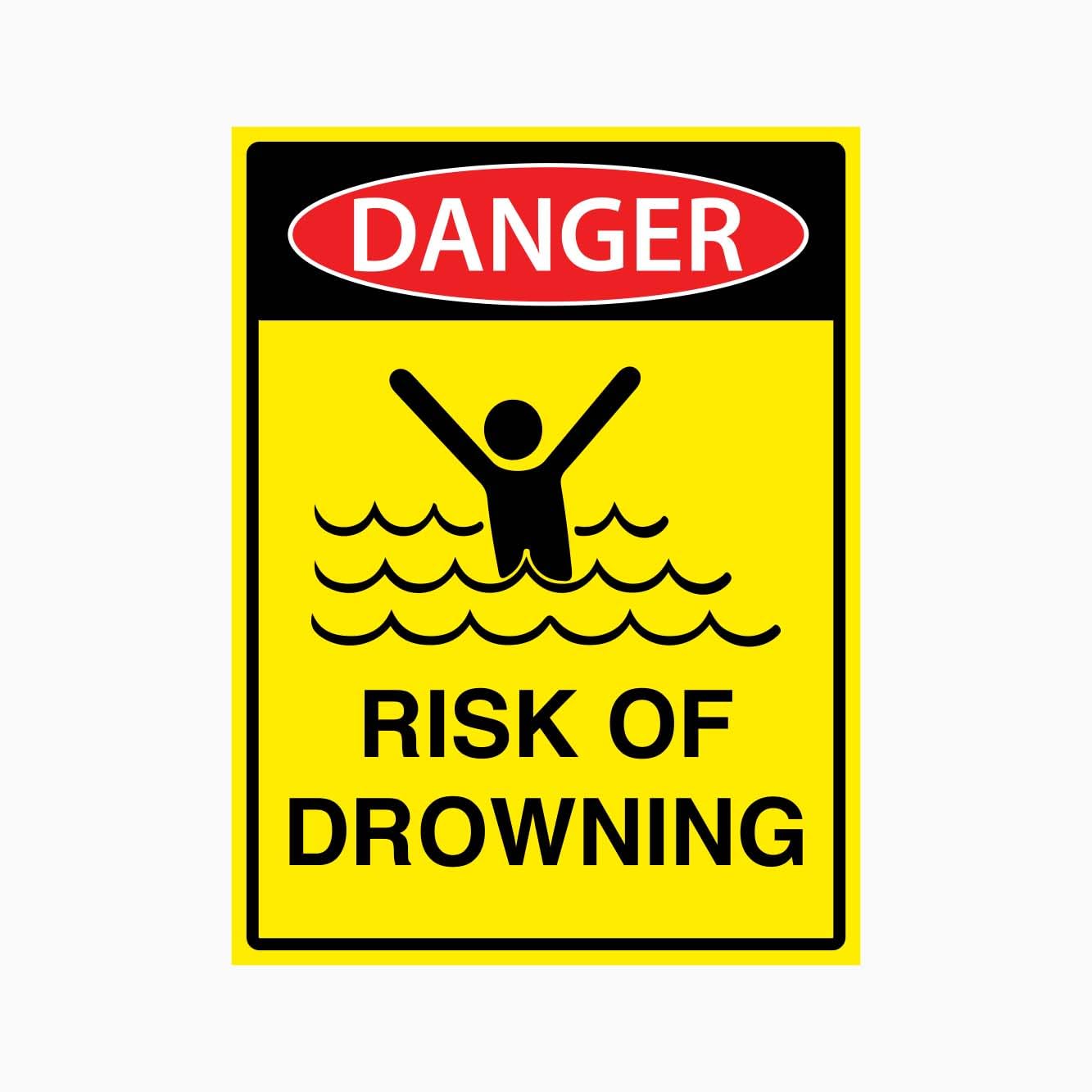 DANGER RISK OF DROWNING Sign Metal Tin Sign 12x8 inch for Industrial & Commercial Series