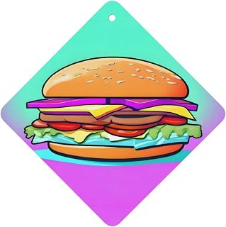 Hamburger Pattern Car Air Fresheners 4 Pcs Square Hanging Aromatherapy Tablets Scented Fresheners For Bedroom Bathroom