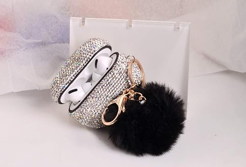 Miniatura 3 de 2019 Funda para AirPods Pro de diamantes de imitación con llavero, funda protectora a prueba de golpes de cristal premium para AirPods Funda de carga