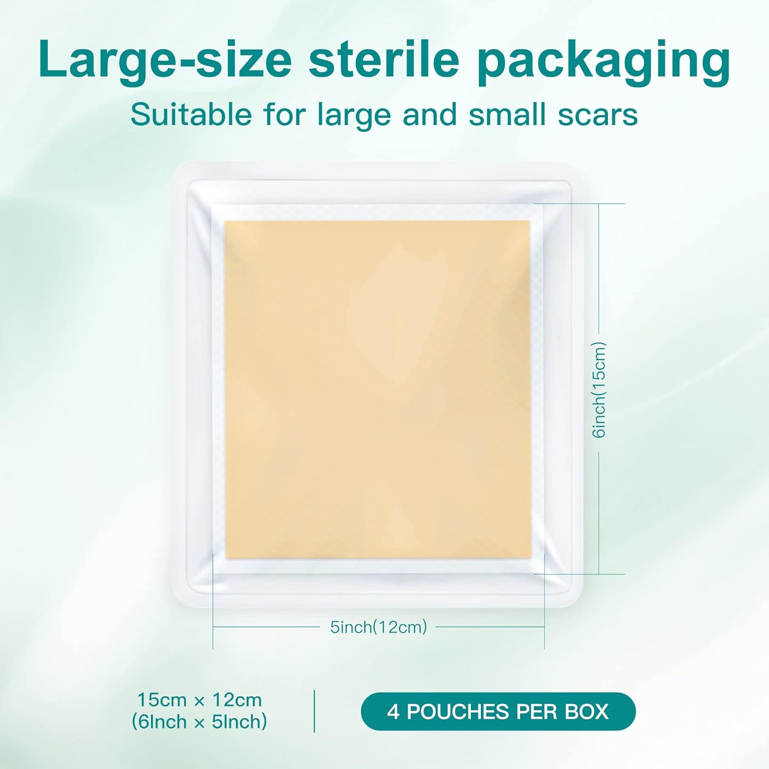 Medical Grade Big Silicone Scar Sheets 6" x 5", 4 Patches, Silicone Gel Sheets for Scars Treatment, Scar Removal Wound Care Product (green) - Image 2