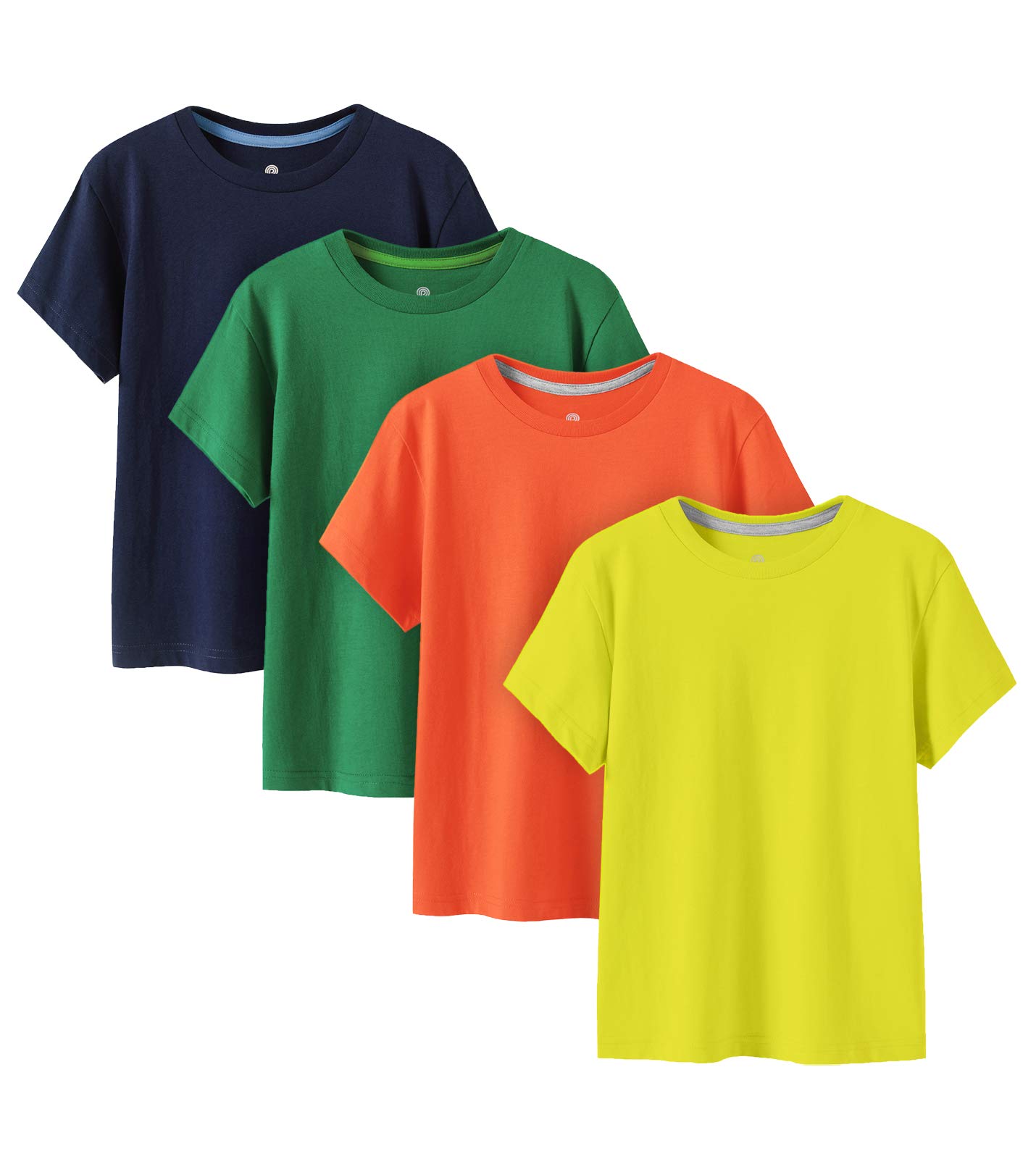 LAPASA Pacco da 4 T-Shirt 100% Cotone Bambini e Ragazzi Unisex K01 - Abbigliamento Estivo Magliette Manica Corta Colori Assortiti Tinta Unica Fantasie
