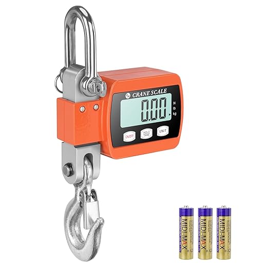 ROMECH 1100lbs Digital Hanging Crane Scale with Cast Aluminum Case, 500Kg Heavy Duty Scale for Construction Factory Building Hunting (1100lbs, Orange)