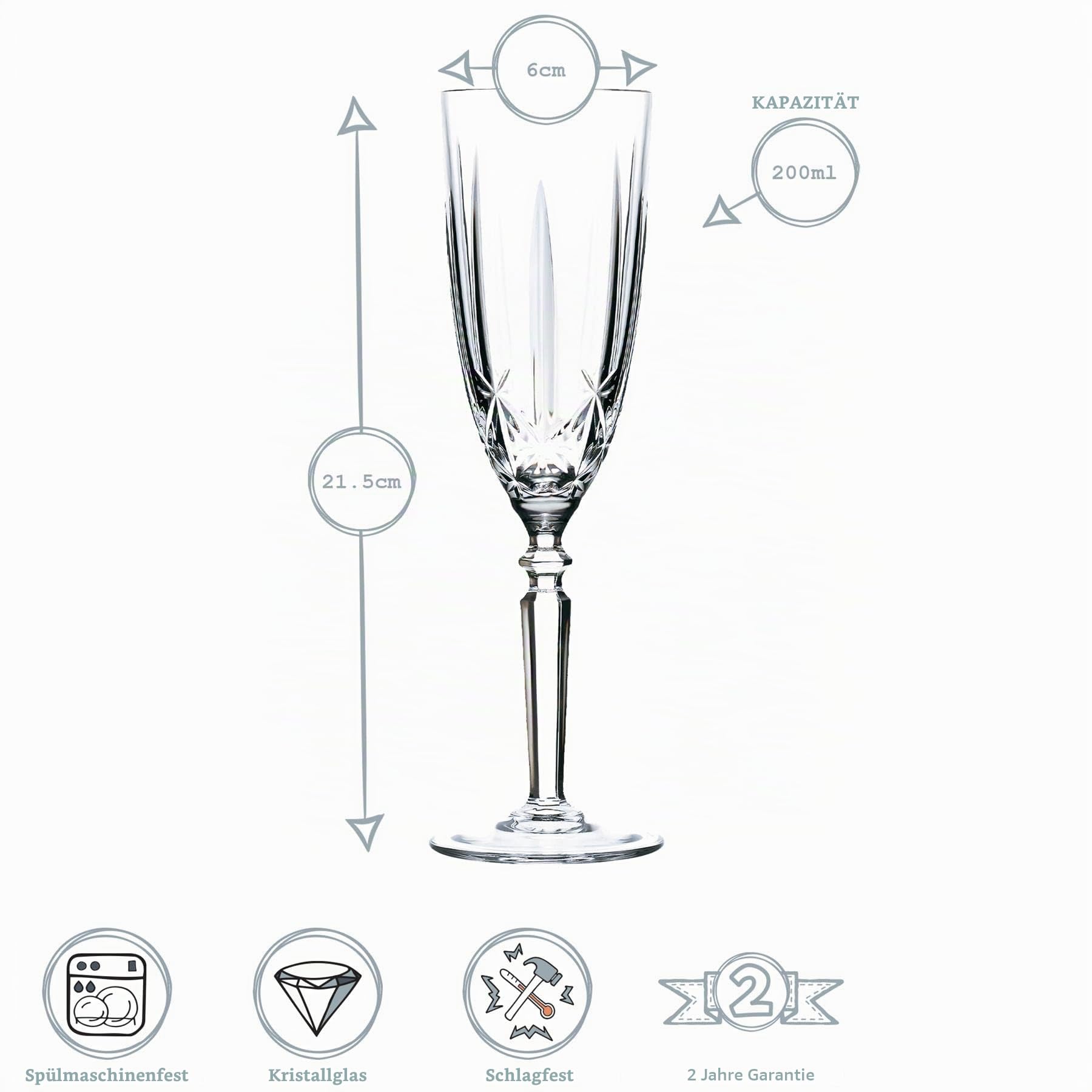 RCR Kristall Orchestra Glasschliffglas - Weingläser, Sektgläser, Whisky Tumblers und Longdrinkgläser - 24pc Set