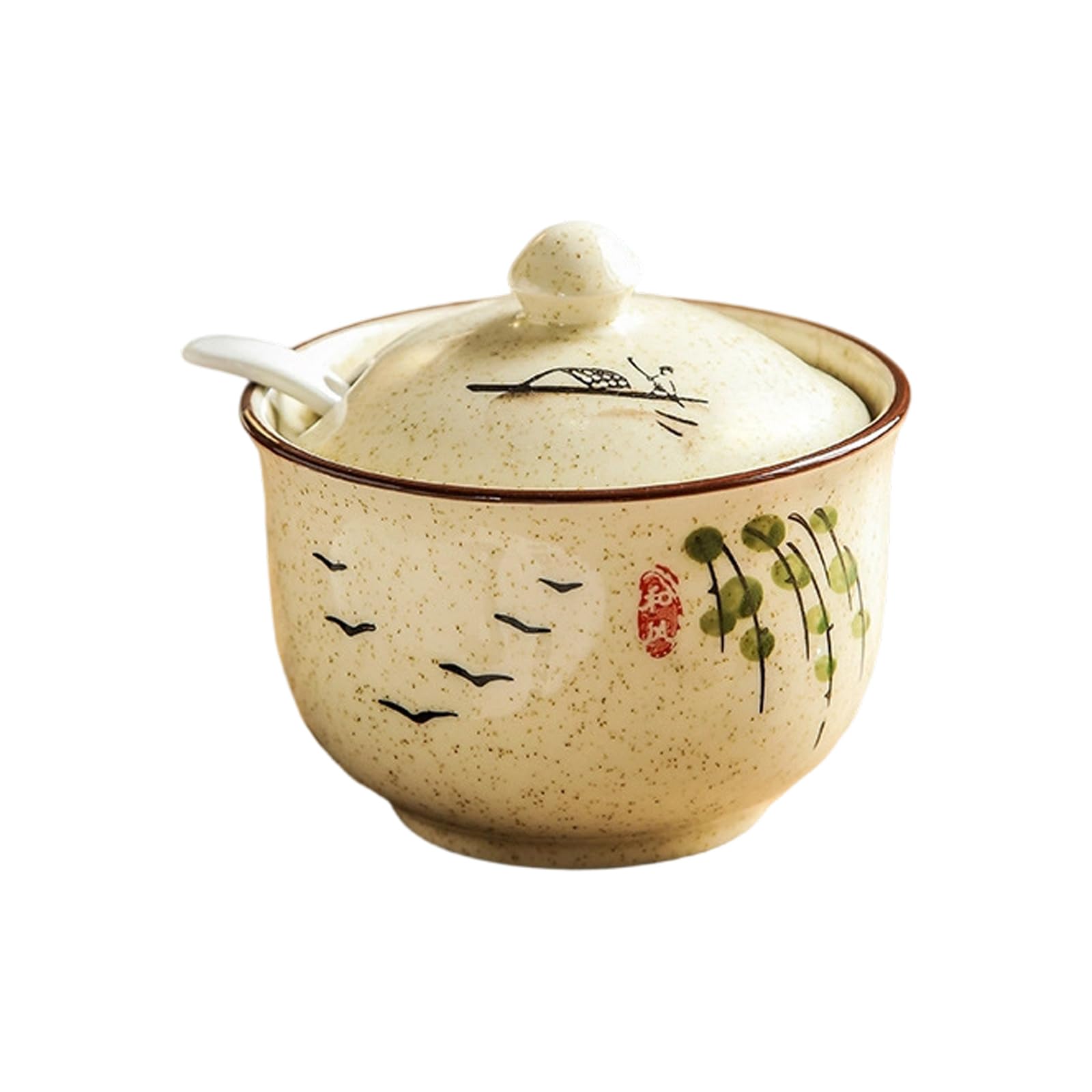 Kalttoy Ceramic Sugar Storage Jar with Salt Glaze Finish for Kitchen Organization Airtights Seal Prevents Kitchen Jar