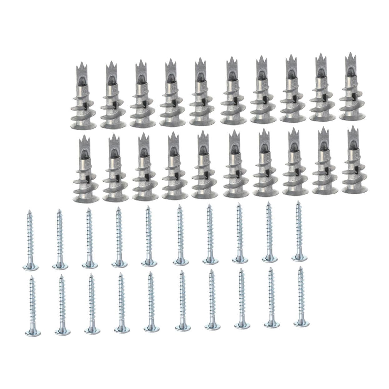 STOBAZA 50 Sets Self Drilling Wall Anchors with Creative Fixing Screws for Easy Installation of Mirrors and Picture Frames High Toughness Silver Finish