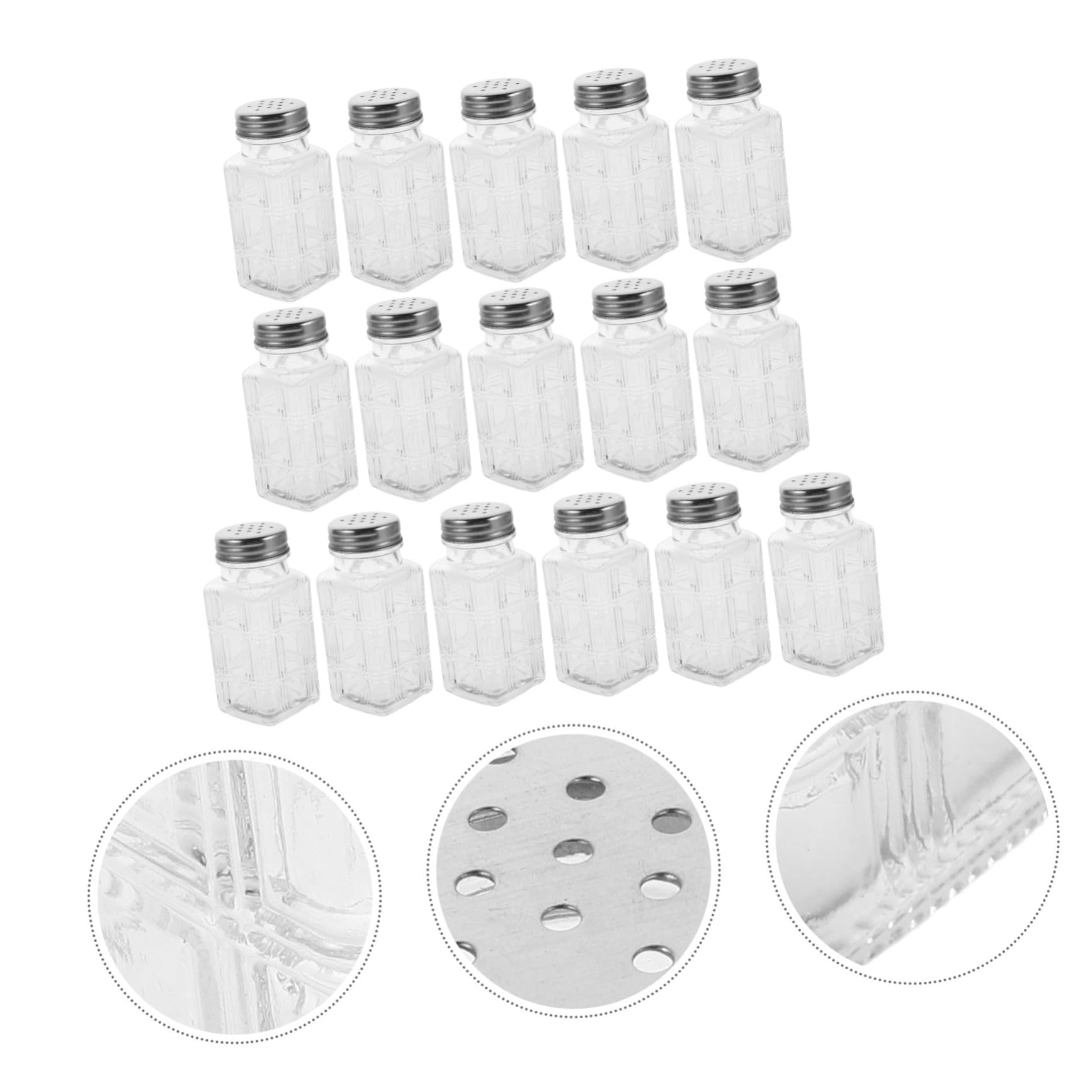 COLLBATH 16stücke Teilige Quadratische Gewürzgläser Aus Glas Mit Deckel Multifunktionale Gewürzbehälter Als Streuer Für Salz Und Gewürze Für Küche Und Zuhause
