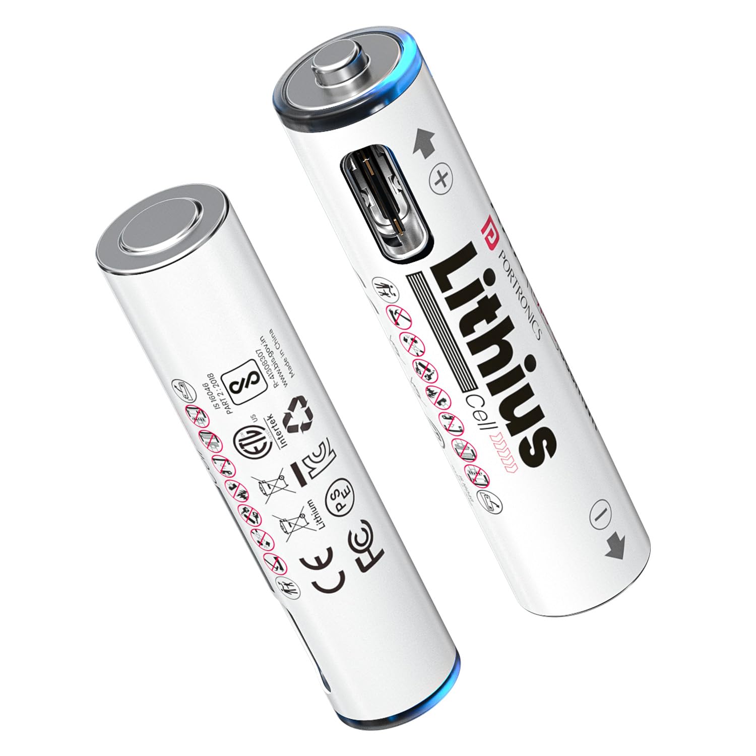 Portronics AAA Lithius Type C Rechargeable Batteries, Pack of 2, Durable & Cost Effective Cell, Upto 440mAh Capacity, Low Self Discharge, Rechargeable Upto 500 Times (White)