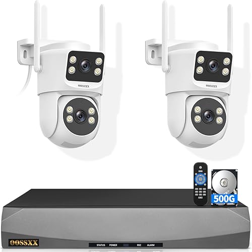 Miniatura 10 de (Audio de 2 vías y seguimiento automático) Sistema de cámara de seguridad inalámbrica PTZ de doble lente de 2.5K, sistemas de cámaras WiFi de