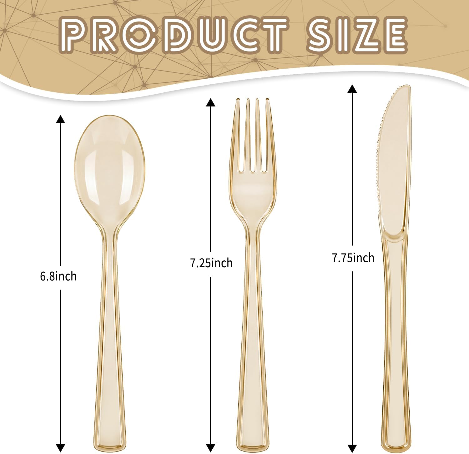 150 Pack Plastic Silverware,Disposable Cutlery Set Heavy Duty Utensil Sets 50 Forks 50 Knives 50 Spoons for Birthday, Wedding,Party,Picnics Restaurant Outdoor Events (Coffee Clear) image 2
