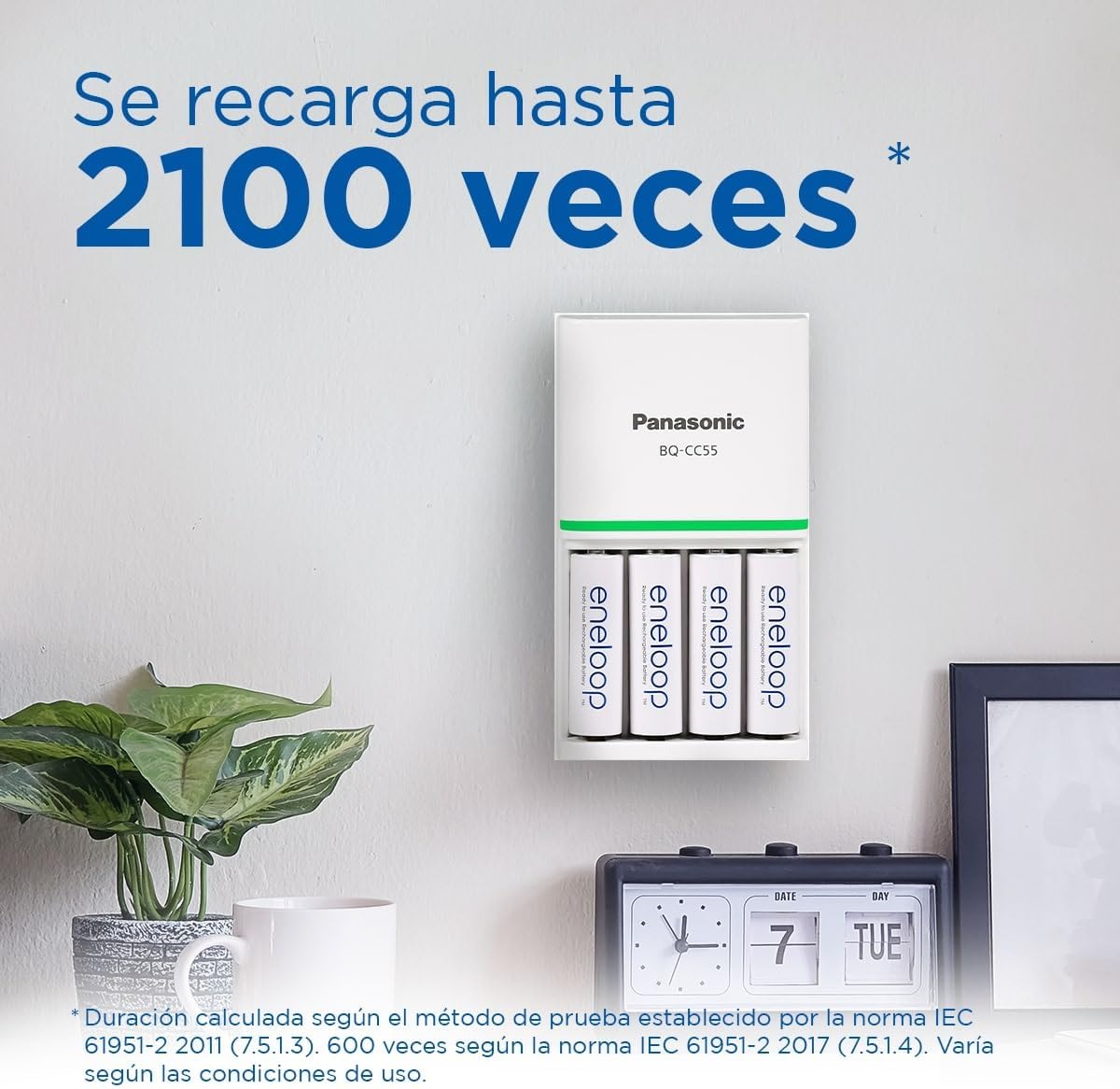 eneloop, Pilas Recargables AA/Mignon, Paquete de 2, Capacidad de mín. 2000 mAh, Pilas Ni-MH, Listas para Usar, Recargables hasta 2000 Veces, Embalaje sin plástico, Standard, Blancas 4
