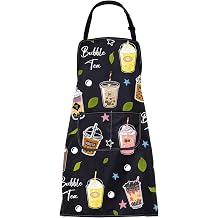 FUSTMW Bubble Tea Apron Bubble Tea Lover Gifts Boba Tea Gifts Bubble Tea Kitchen Cooking Chef Bbq Grill Aprons with Pocket