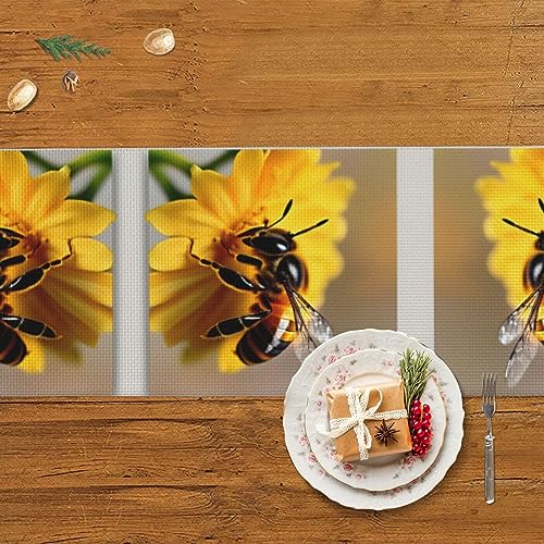 Chemin de table rustique abeille fleur pour sublimer une table de cuisine vide