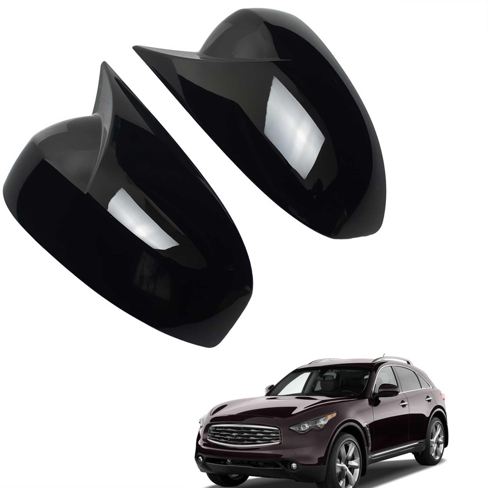 PAPEP Door Mirror Cover Caps for Infiniti FX 2009-2013, Left Right Side Wing Rearview Mirror Cover Lid 2 Pieces Exterior Styling Accessory,Glossy black