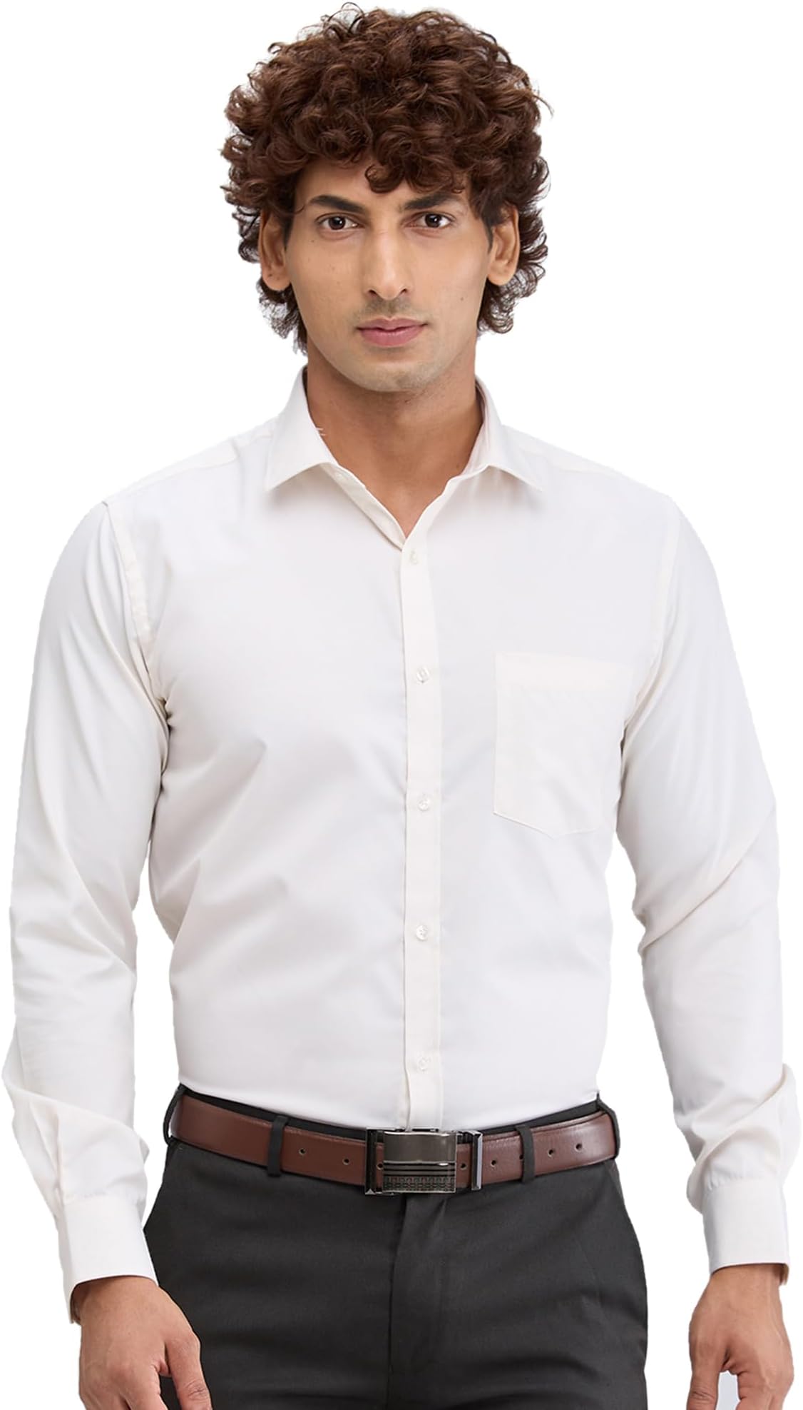 Park Avenue Men's Slim Fit Structure Pattern Cotton Polyester Blend Semi Cutaway Collar Full Sleeve Formal Shirt