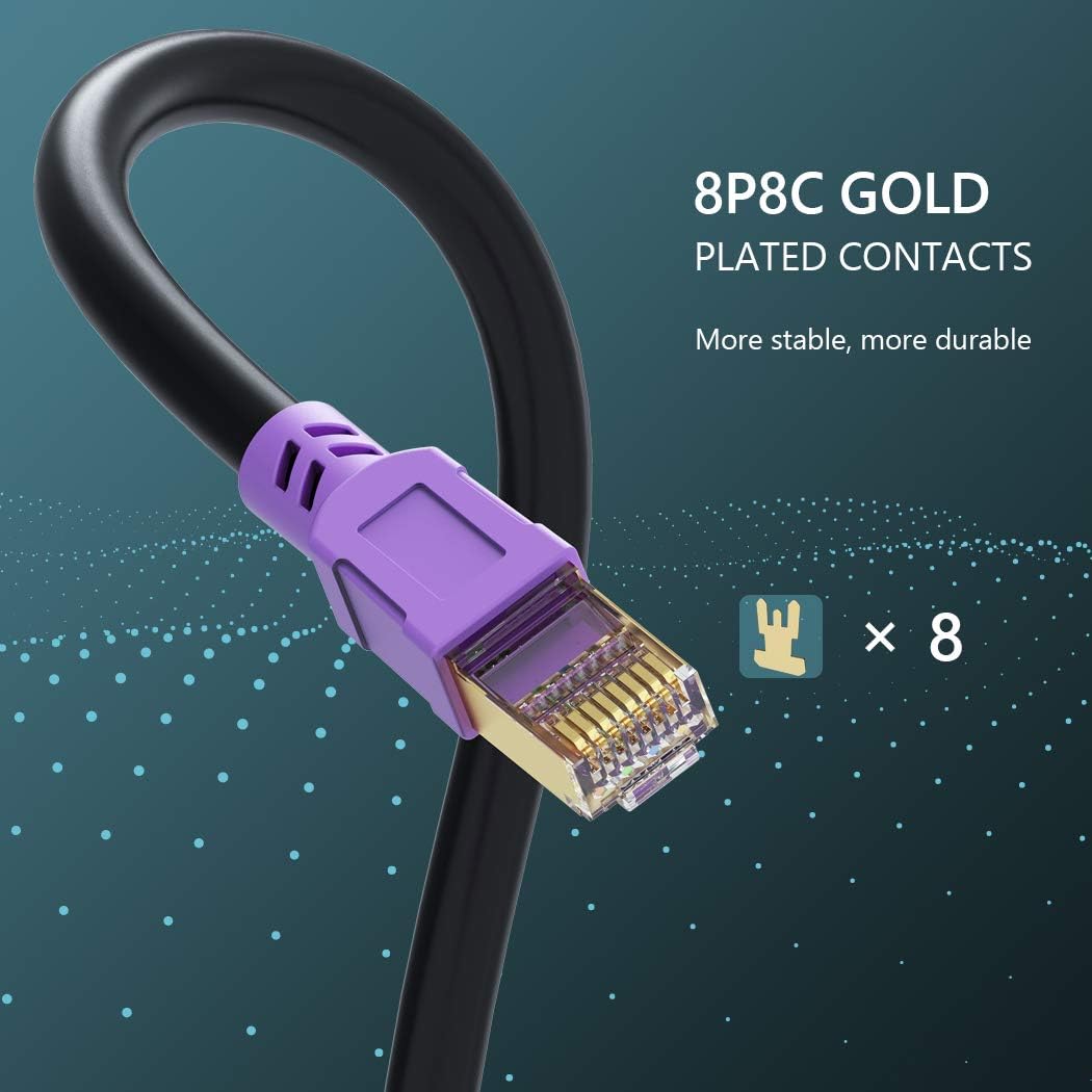 Frее Shірріng 🛒 Cat 8 Ethernet Cable 50 ft, JewMod Ethernet Cable Cat8 Outdoor Indoor 26AWG Heavy-Duty Cat8 Waterproof Direct Burial Ethernet Cable 40Gbps 2000MHz LAN Network RJ45 Cable, for Router, Modem, PC, Gaming