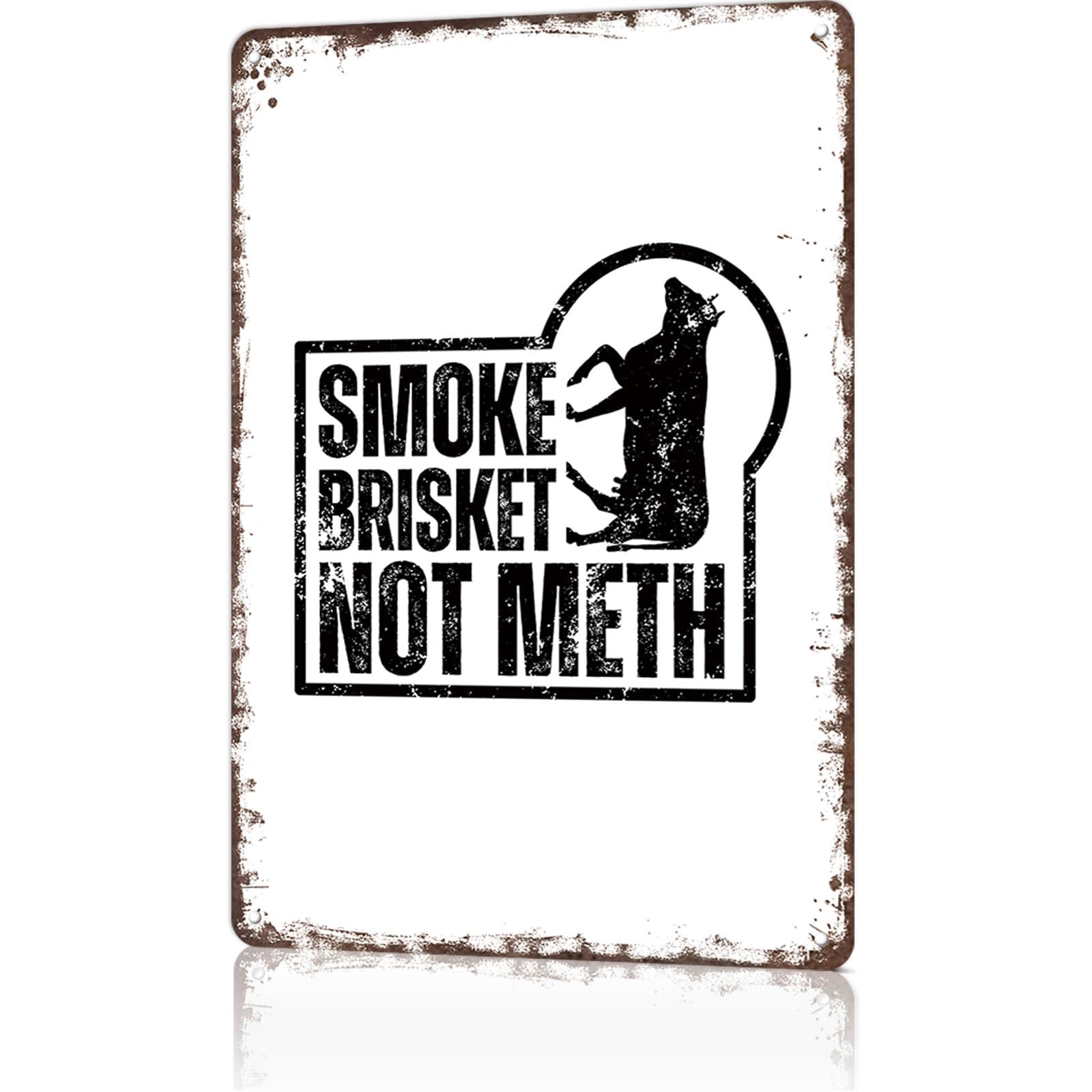KWQDOZF Funny Metal SignBrisketMeth Vintage Tin Signs Poster For Home Room Bedroom Office Decor 8x12inch