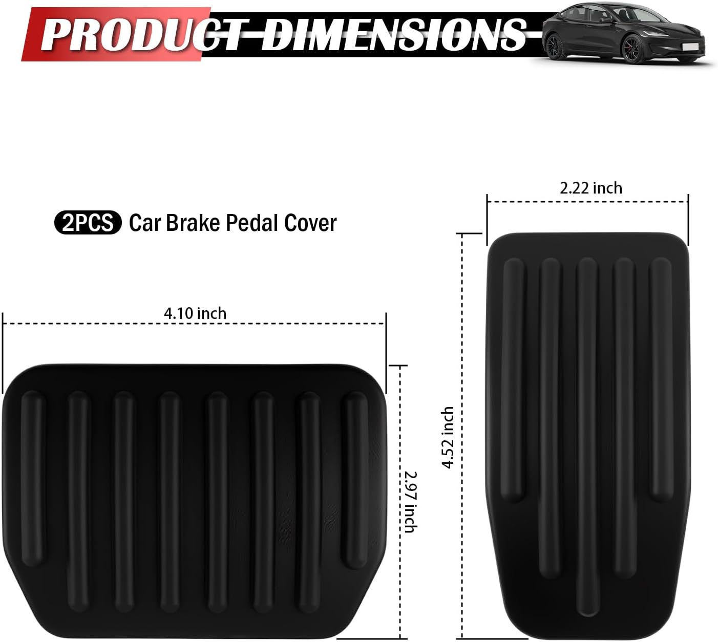 2PCS Gas and Brake Pedals Covers Set,Anti-Slip & Aluminum Brake Pedals Pad Compatible with Tesla Model 3 Model Y,Gas Pedal Covers Automotive Accessories for Protect Foot Pedal
