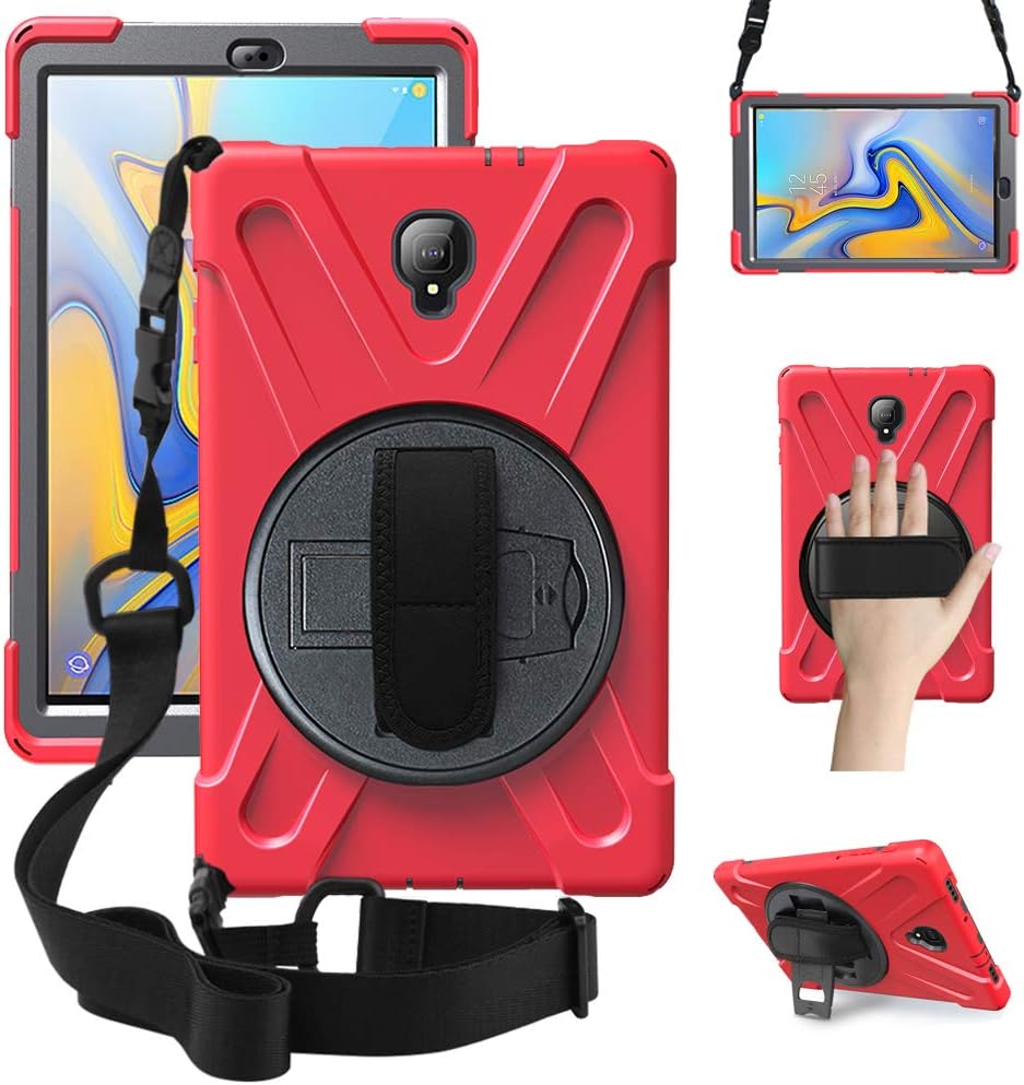 ZenRich Galaxy Tab Active 3 Case, SM-T570/SM-T575/SM-T577 Case with Kickstand Hand Strap and Shoulder Strap zenrich Shockproof Case for Samsung Galaxy Tab Active 3 8 inch Red