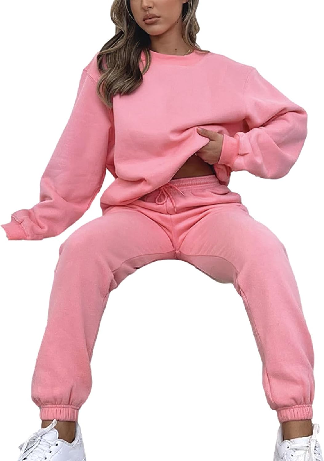 Women's Pullover Tracksuit Fleece Sweatshirt Jogging Pants 2 Pieces Sweatsuits - Image 6