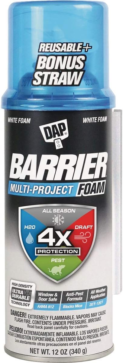DAP Barrier Multi Purpose Project Foam, White, 12 Oz (7565012530)