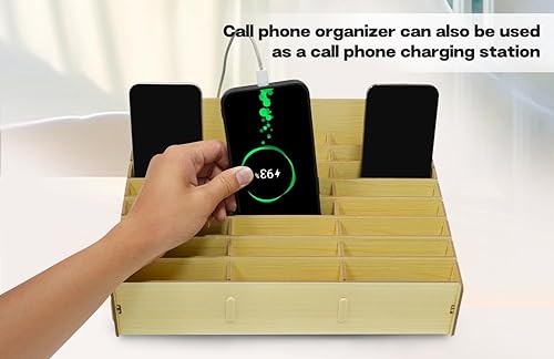 Miniatura 2 de HengTianMei Caja de almacenamiento de escritorio de madera, caja de almacenamiento de gestión de teléfonos móviles, escritorio creativo, oficina,