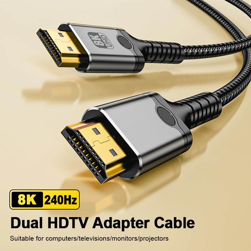 Image of HDMI 2.1 Cable 8K@60Hz, 3.3FT Certified Ultra High Speed 48Gbps HDMI Cable Braided Cord-4K@120Hz 8K@60Hz, DTS:X, HDCP 2.2 & 2.3, HDR 10 Compatible with Roku TV /PS5 /HDTV /Blu-ray