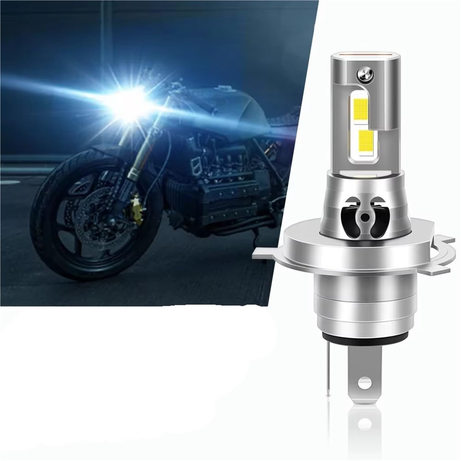 Ampoule De Phare De Moto LED H4 H7 H11, DC 12V 60W 15000LM, 1 Pièce, Scooter 3570 Puces, Lampe Hi Lo Phare Travail Moto Phare(H4)