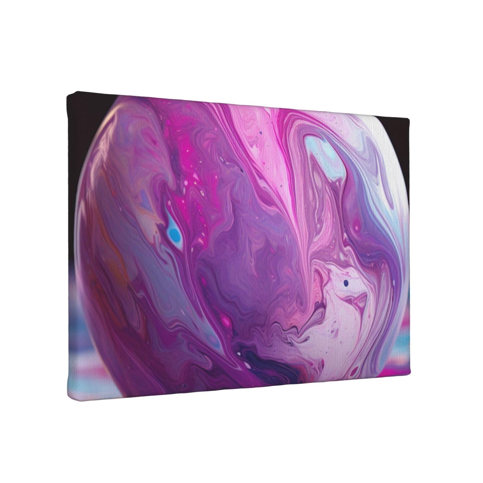 YKLJG Marble Purple Colorful Printed Wall Art Canvas Painting 30x20 CM Wooden Framed Picture Painting Artwork Prints for Bedroom Kitchen Home Office Decor