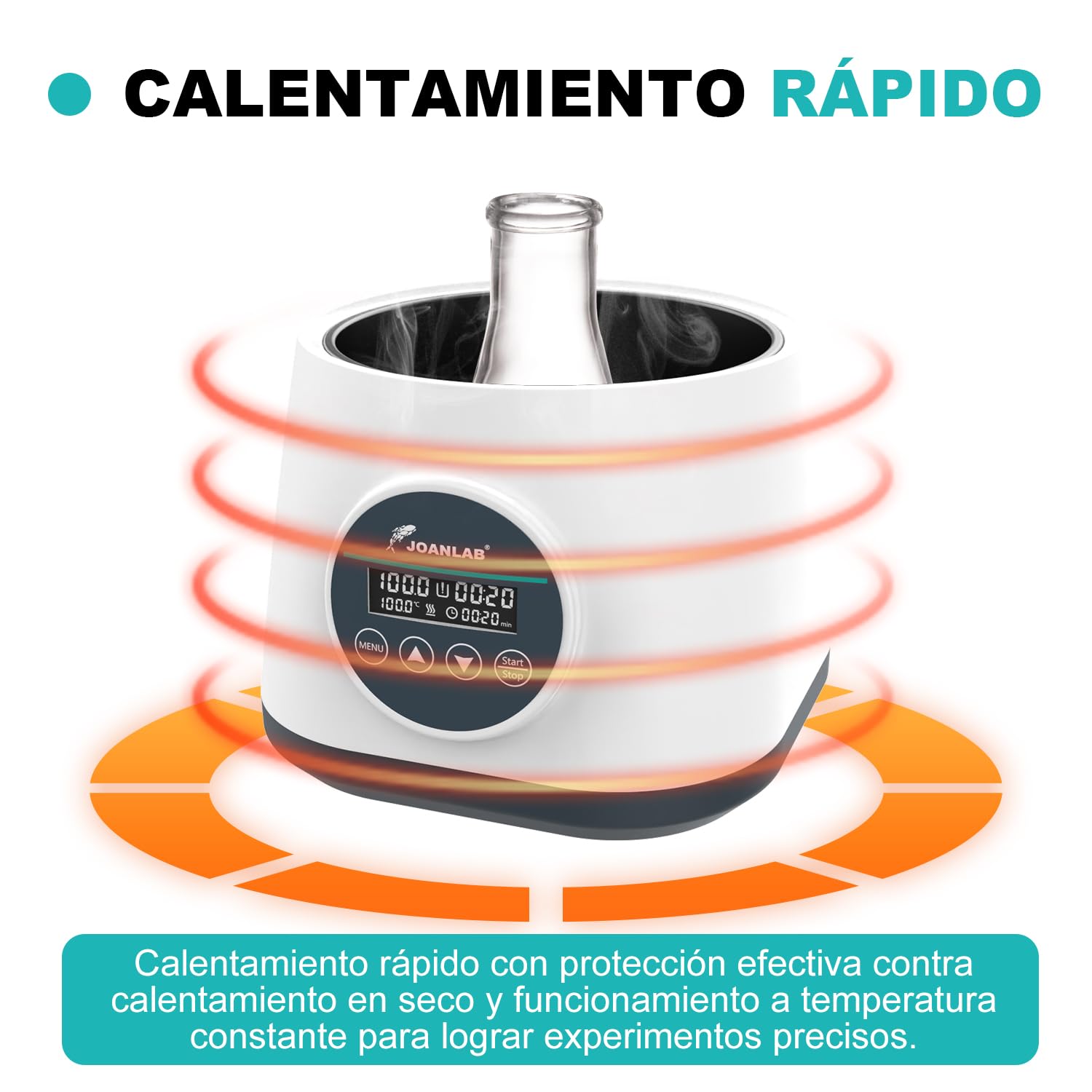JOANLAB Baño de María Digital 2L, Calentamiento Preciso 100°C, Tanque de Acero Inox con Temporizador & Doble Protección, Tapa Transparente Laboratorio(WB-2S)