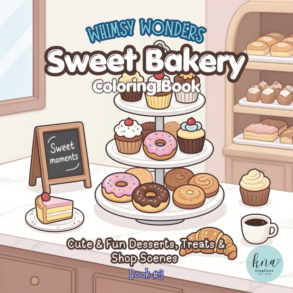 Whimsy Wonders Sweet Bakery Coloring Book: Cute & Fun Desserts, Treats & Shop Scenes