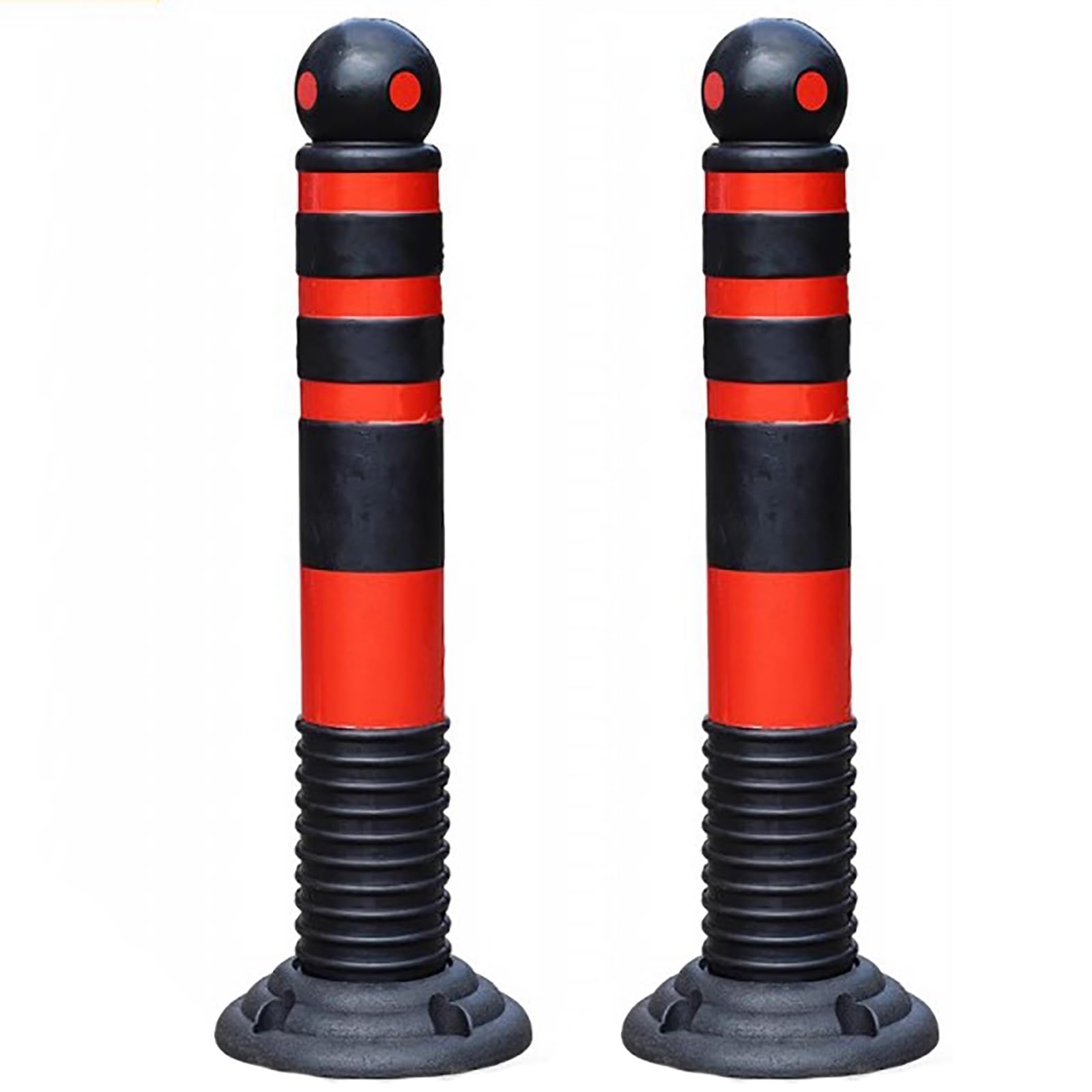 HCZKIUJY Reflective Safety Bollards for Parking and Driveway Protection, Durable Rubber Barrier Posts (Red 2pcs)