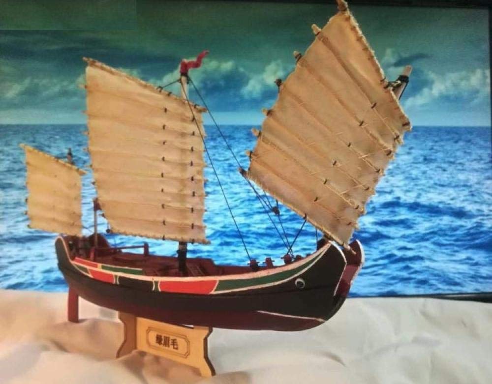Heinside  Gift decorations Watercraft Model Building Kits Green Eyebrows Simple Edition Chinese Ancient Sailing Model Kit Astonishing