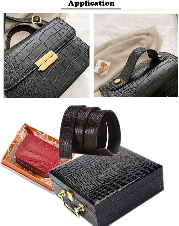 Miniatura 7 de Wento The Yard - Tela de piel sintética de cocodrilo negro, tela de tapicería de piel de cocodrilo negro (1 yarda, negro)