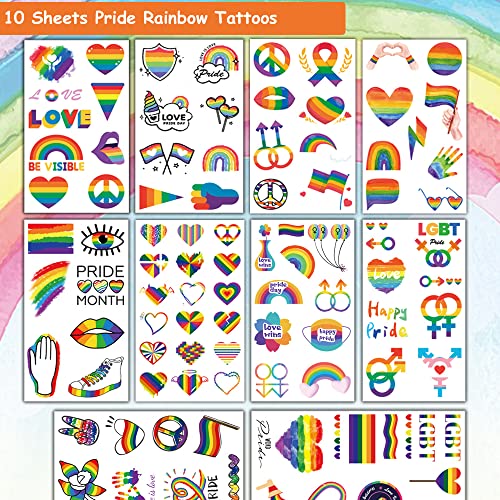 Hohamn 100Pcs Rainbow Temporary Tattoos - Pride Tattoos Rainbow Flag Heart Temporary Tattoos For Pride Party Favors #TOP1