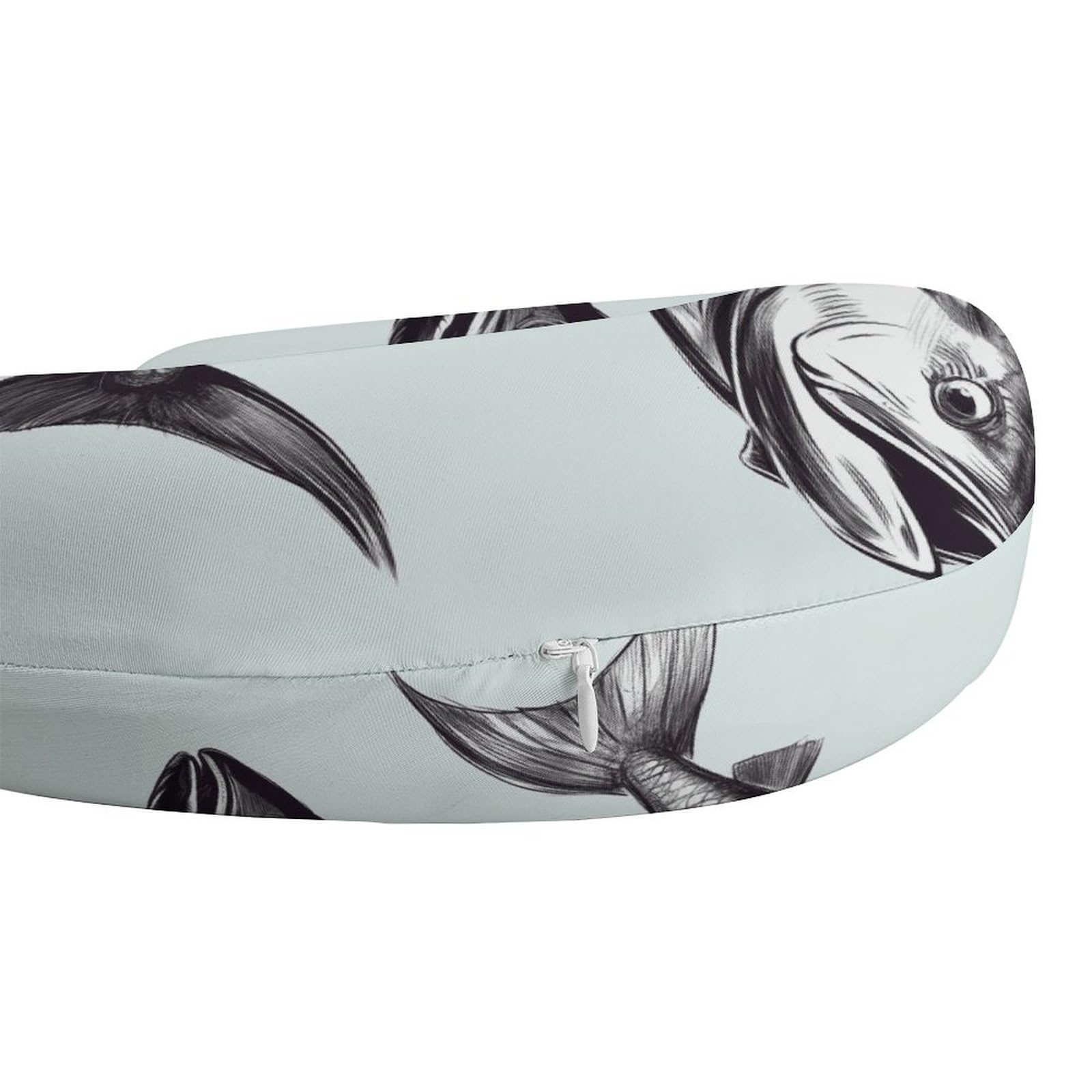 Sketch Fish Poduszka w kształcie litery U, rdzeń poduszki z pianki z pamięcią kształtu, poduszka zapewniająca wsparcie szyi, poduszka podróżna, odpowiednia do samolotów, samochodów, domów i