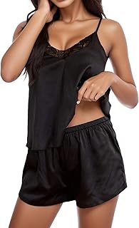 2025 - Conjunto de pijamas de satén para mujer, conjunto de pijamas y pantalones cortos, conjunto de pijama, tallas grandes, sexy